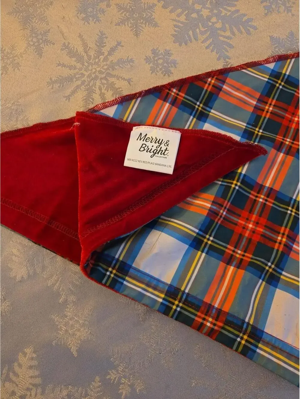 Merry & Bright Reversible Plaid and Velvet Holiday Dog Bandana